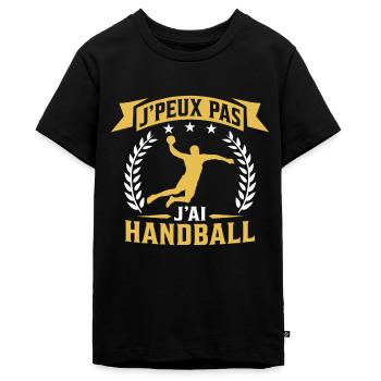 j'peux pas j'ai handball joueur de handball - T-shirt Premium bio Ado - noir - Devant - AI Model Teenager Male light (155cm)