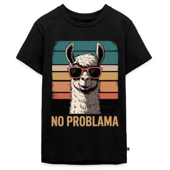 No Problama Llama - Teenager Premium Bio T-Shirt - Schwarz - Vorne - AI Model Teenager Male light (155cm)