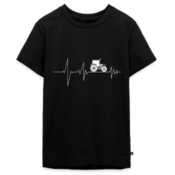 Traktor Herzschlag Bauer Trecker Landwirt - Teenager Premium Bio T-Shirt - Schwarz - Vorne - AI Model Teenager Male light (155cm)
