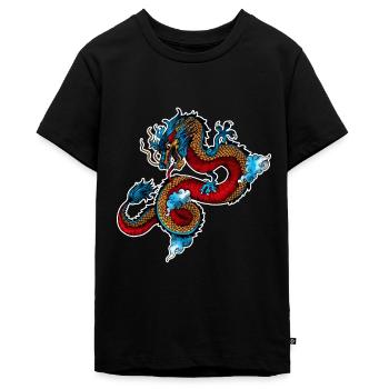 Japanischer Drache T-Shirt Geschenk Dragon - Teenager Premium Bio T-Shirt - Schwarz - Vorne - AI Model Teenager Male light (155cm)
