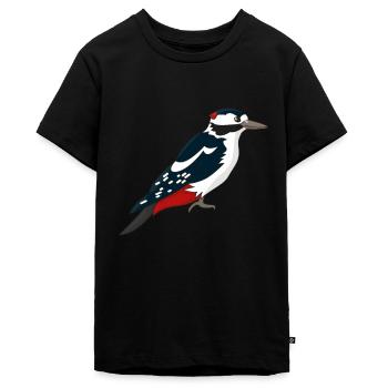 Specht Grafik Design T-Shirt Geschenk - Teenager Premium Bio T-Shirt - Schwarz - Vorne - AI Model Teenager Male light (155cm)