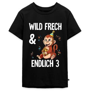 3. Geburtstag Affe Wild Frech Und Endlich 3 Jahre - Teenager Premium Bio T-Shirt - Schwarz - Vorne - AI Model Teenager Male light (155cm)