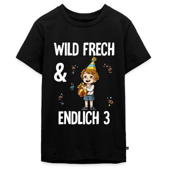 3. Geburtstag Junge Wild Frech Und Endlich 3 Jahre - Teenager Premium Bio T-Shirt - Schwarz - Vorne - AI Model Teenager Male light (155cm)