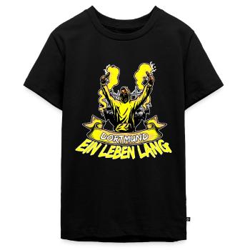 Dortmund ein Leben lang - Teenager Premium Bio T-Shirt - Schwarz - Vorne - AI Model Teenager Male light (155cm)