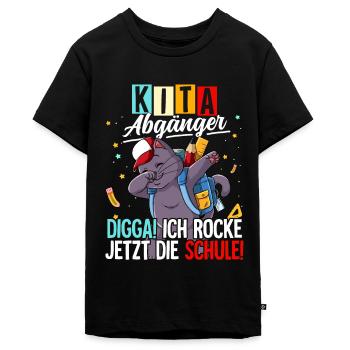 Kita Abgänger - Teenager Premium Bio T-Shirt - Schwarz - Vorne - AI Model Teenager Male light (155cm)