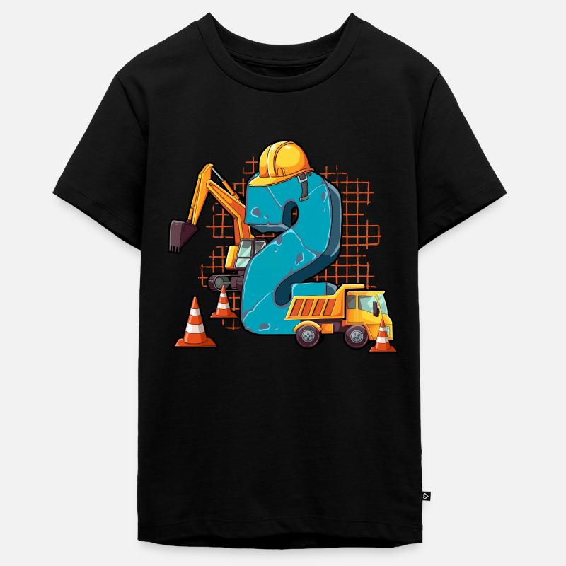 Machines de construction 2e anniversaire - T-shirt Premium bio Ado - noir