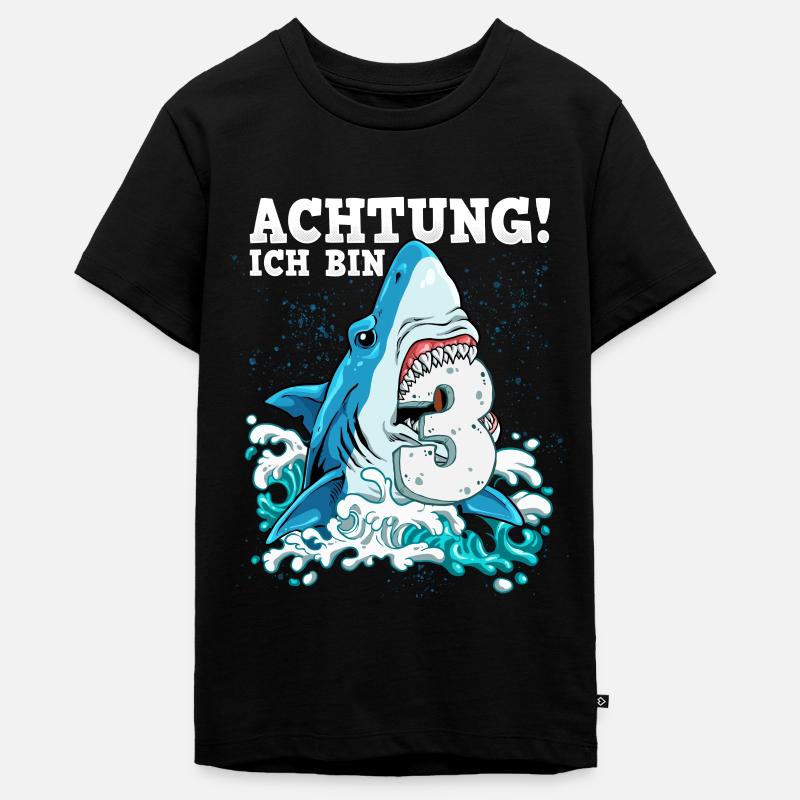 Requin du 3e anniversaire - T-shirt Premium bio Ado - noir