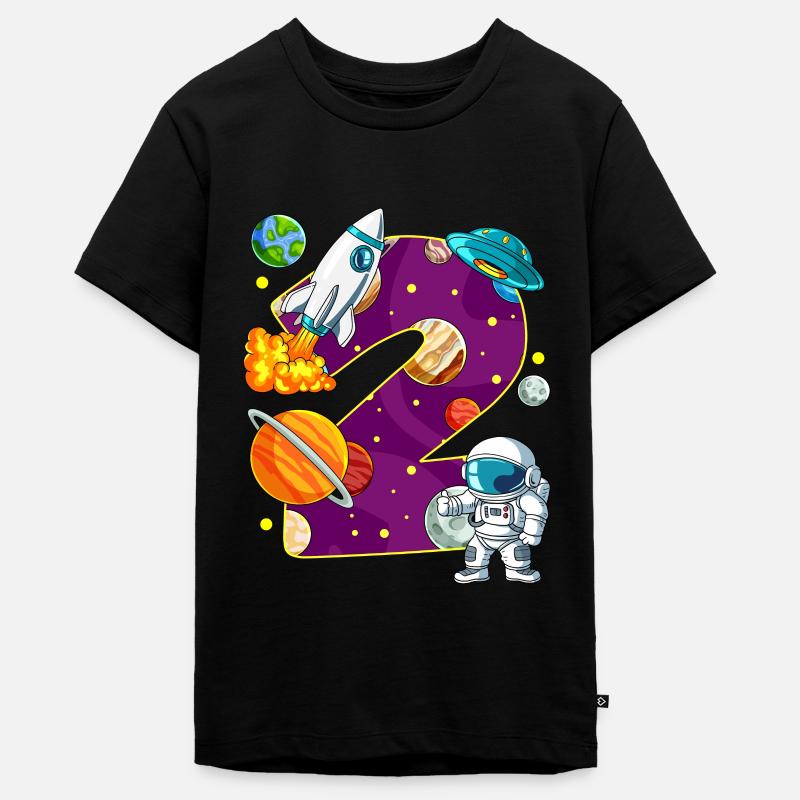 2 Anniversaire Astronaute de l’espace 2 ans - T-shirt Premium bio Ado - noir
