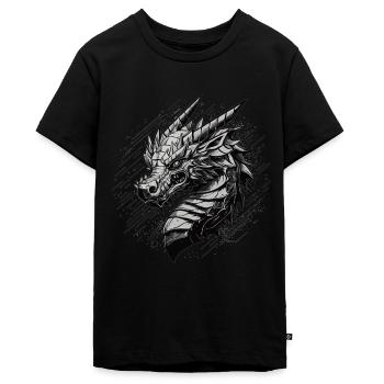 Metallic Dragon - Teenager Premium Organic T-Shirt - black - Front - AI Model Teenager Male light (155cm)