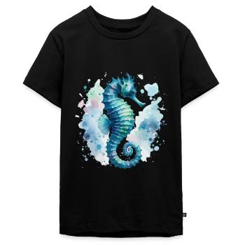 Seepferdchen Meer Meeresbewohner Urlaub Strand Fun - Teenager Premium Bio T-Shirt - Schwarz - Vorne - AI Model Teenager Male light (155cm)
