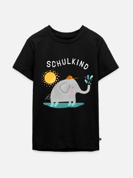 Schulkind Elephant | Schulbeginn | Geschenkidee - Teenager Premium Bio T-Shirt - Schwarz