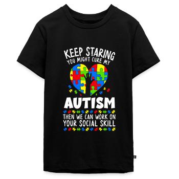 Autism Awareness - Teenager Premium Organic T-Shirt - black - Front - AI Model Teenager Male light (155cm)