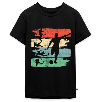 Fußball Fußballer Fussball Retro - Teenager Premium Bio T-Shirt - Schwarz - Vorne - AI Model Teenager Male light (155cm)