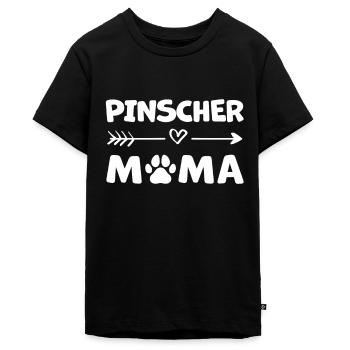 Zwergpinscher Mama Pinscher Besitzerin Spruch - Teenager Premium Bio T-Shirt - Schwarz - Vorne - AI Model Teenager Male light (155cm)