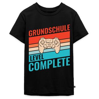 Abschluss Grundschule Retro Vintage Level complete - Teenager Premium Bio T-Shirt - Schwarz - Vorne - AI Model Teenager Male light (155cm)