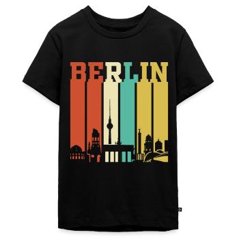 Berlin Berliner Retro Geschenk - Teenager Premium Bio T-Shirt - Schwarz - Vorne - AI Model Teenager Male light (155cm)