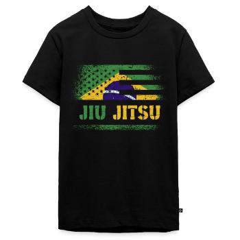 BJJ Brazilian Jiu Jitsu Jiu Jitsu Fighter - Teenager Premium Organic T-Shirt - black - Front - AI Model Teenager Male light (155cm)