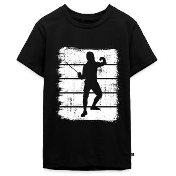 Fechter - Teenager Premium Bio T-Shirt - Schwarz - Vorne - AI Model Teenager Male light (155cm)