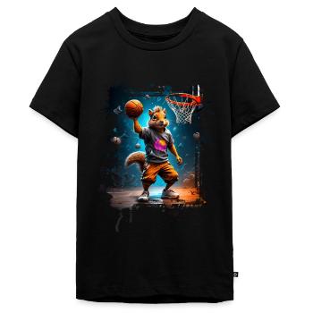 Eichhörnchen Basketball Basketballer - Teenager Premium Bio T-Shirt - Schwarz - Vorne - AI Model Teenager Male light (155cm)