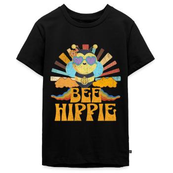 Bee Hippie Biene Peace - Teenager Premium Organic T-Shirt - black - Front - AI Model Teenager Male light (155cm)
