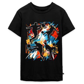 Fußball Fußballer - Teenager Premium Bio T-Shirt - Schwarz - Vorne - AI Model Teenager Male light (155cm)