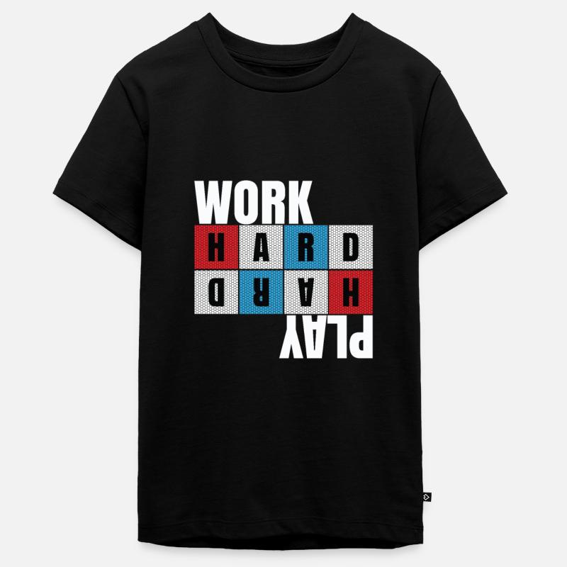 Travailler dur, s’amuser dur, motivation, dévouement - T-shirt Premium bio Ado - noir