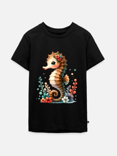 Seepferd Seepferdchen - Teenager Premium Bio T-Shirt - Schwarz