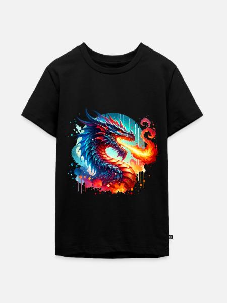 Drache - Teenager Premium Bio T-Shirt - Schwarz