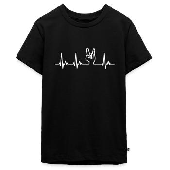 Heavy Metal Pommes fork Devil Horn's heartbeat - Teenager Premium Organic T-Shirt - black - Front - AI Model Teenager Male light (155cm)