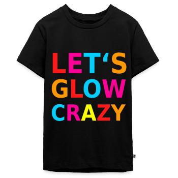 Let‘s Glow Crazy Retro Neon Party Schwarzlicht - Teenager Premium Bio T-Shirt - Schwarz - Vorne - AI Model Teenager Male light (155cm)