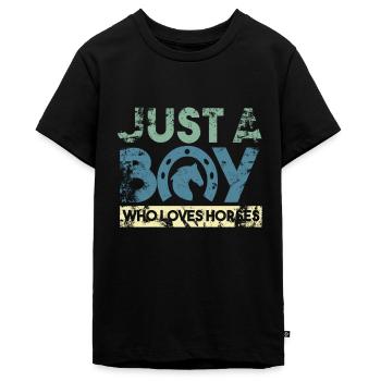 Reiter Junge Reiten Jungen - Teenager Premium Bio T-Shirt - Schwarz - Vorne - AI Model Teenager Male light (155cm)