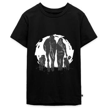 Pferd Mädchen Hund Liebe - Teenager Premium Bio T-Shirt - Schwarz - Vorne - AI Model Teenager Male light (155cm)