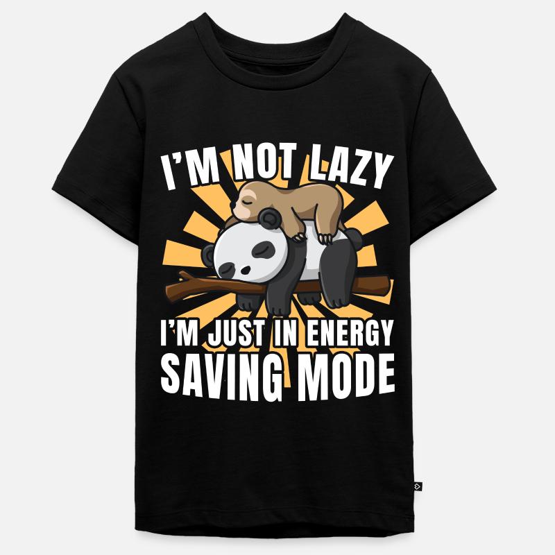 TShirt Sloth and Panda I’m Not Lazy Sleeping cute - T-shirt Premium bio Ado - noir