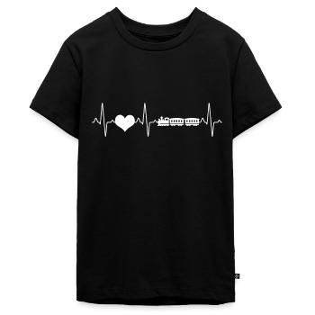 Zug Look Herzschlag - Teenager Premium Bio T-Shirt - Schwarz - Vorne - AI Model Teenager Male light (155cm)