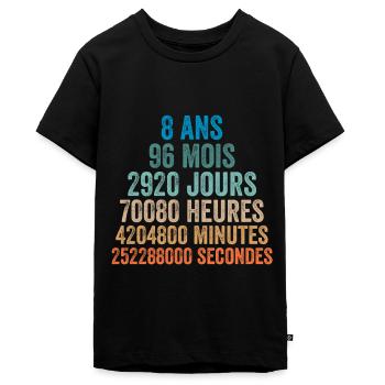 8 Ans Anniversaire - cadeau d'anniversaire - T-shirt Premium bio Ado - noir - Devant - AI Model Teenager Male light (155cm)
