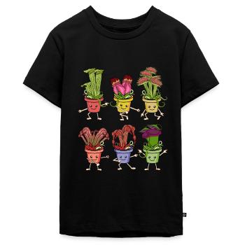 Fleischfressende Pflanzen Venus Fliegenfalle - Teenager Premium Bio T-Shirt - Schwarz - Vorne - AI Model Teenager Male light (155cm)