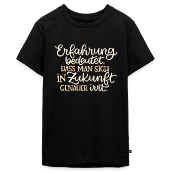 Erfahrung und genauer irren - Teenager Premium Bio T-Shirt - Schwarz - Vorne - AI Model Teenager Male light (155cm)