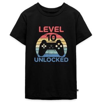 Level 10 Unlocked Shirt 10. Geburtstag Shirt - Teenager Premium Bio T-Shirt - Schwarz - Vorne - AI Model Teenager Male light (155cm)