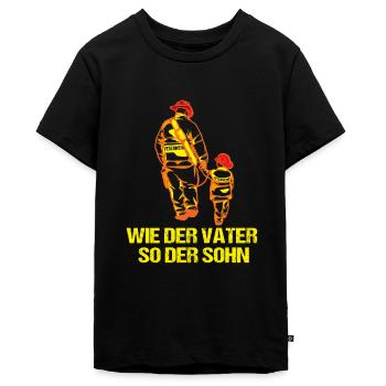 Wie der Vater so der Sohn Feuerwehr Papa - Teenager Premium Bio T-Shirt - Schwarz - Vorne - AI Model Teenager Male light (155cm)