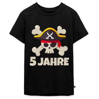 5. Geburtstag Pirat 5 Jahre Jungen Geschenk - Teenager Premium Bio T-Shirt - Schwarz - Vorne - AI Model Teenager Male light (155cm)