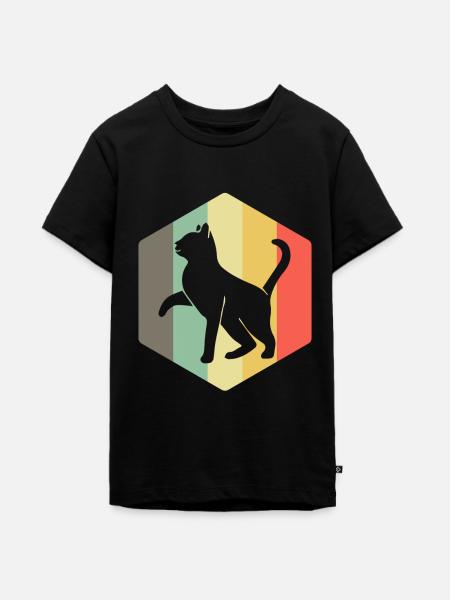 Katze Retro verrückte Katzendame - Teenager Premium Bio T-Shirt - Schwarz