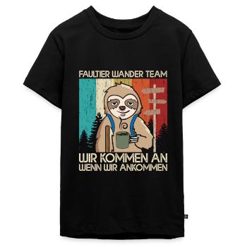 Faultier Wander Team Bergsteiger Wanderung Retro - Teenager Premium Bio T-Shirt - Schwarz - Vorne - AI Model Teenager Male light (155cm)