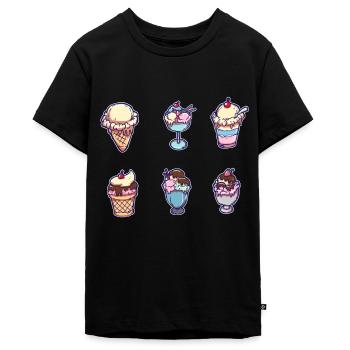 crème glacée - T-shirt Premium bio Ado - noir - Devant - AI Model Teenager Male light (155cm)