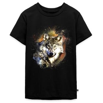 Wild-Life Wolf, Wolf T-Shirt, Animal, Print - Teenager Premium Bio T-Shirt - Schwarz - Vorne - AI Model Teenager Male light (155cm)