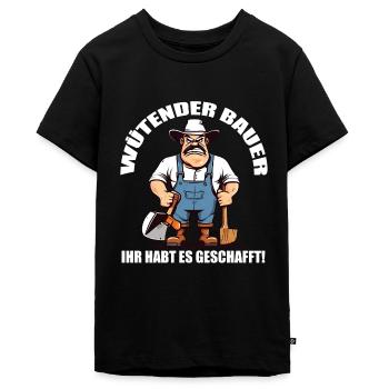 Wütender Bauer Ihr habt es geschafft Bauern Demo - Teenager Premium Bio T-Shirt - Schwarz - Vorne - AI Model Teenager Male light (155cm)