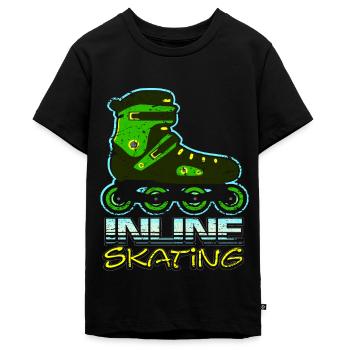 Inline Skates - Teenager Premium Bio T-Shirt - Schwarz - Vorne - AI Model Teenager Male light (155cm)