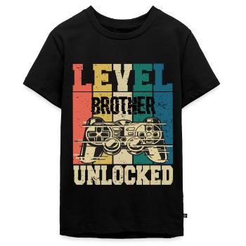 Level Bruder Freigeschaltet - Teenager Premium Bio T-Shirt - Schwarz - Vorne - AI Model Teenager Male light (155cm)