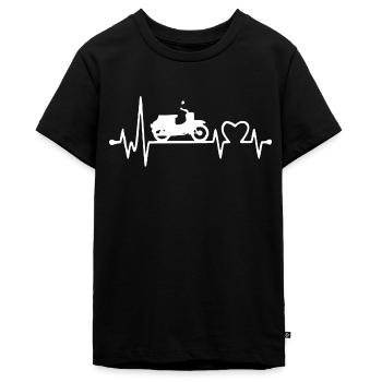 Heartbeat - Simson Schwalbe - EKG - Teenager Premium Bio T-Shirt - Schwarz - Vorne - AI Model Teenager Male light (155cm)