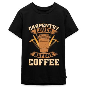 Carpentry Lover Before Woodworker Coffee Lover - Teenager Premium Organic T-Shirt - black - Front - AI Model Teenager Male light (155cm)