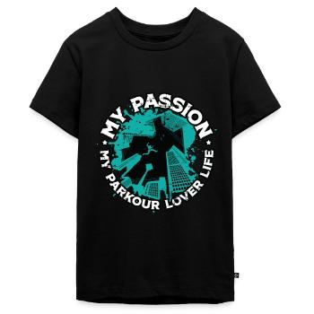 Amateur de Parkour Ma Passion Mon Parkour Freerunning - T-shirt Premium bio Ado - noir - Devant - AI Model Teenager Male light (155cm)